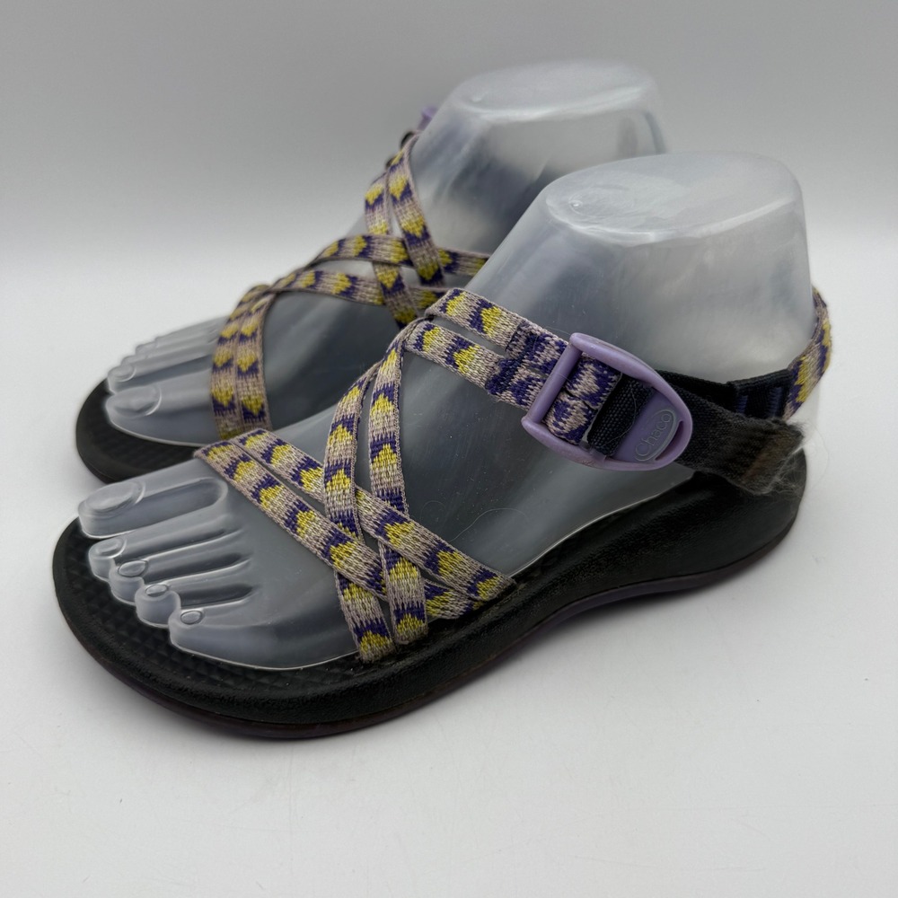 Chaco Z/1 Ecotread Sandals Kids Size 3 Purple Yellow Strappy Athletic Hiking
